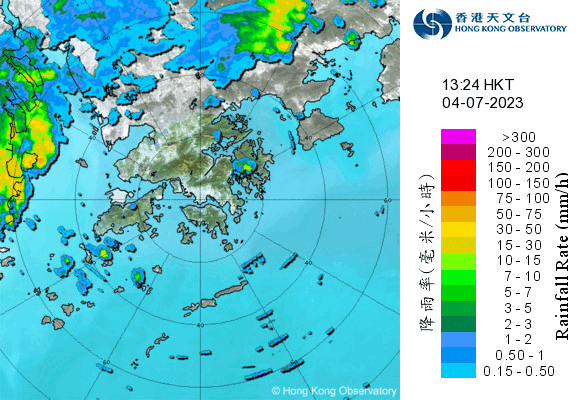 Figure 2 Rainfall distribution map and radar animation on July 4, 2023.