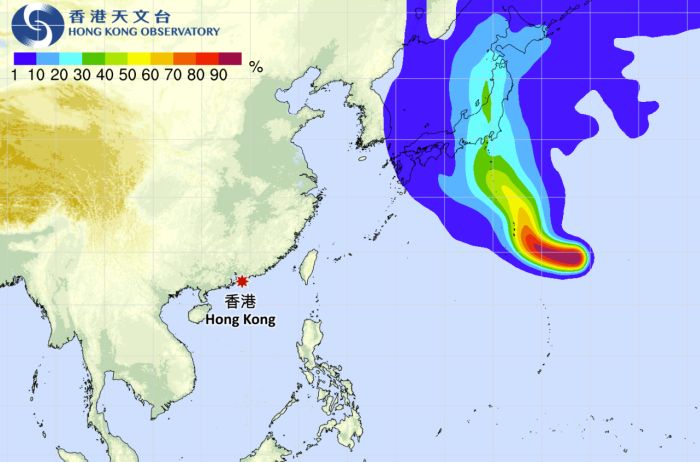 图三：兰恩最新路径概率预报。