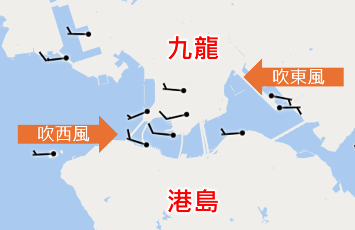 9月28日下午12時25分維港一帶的風場