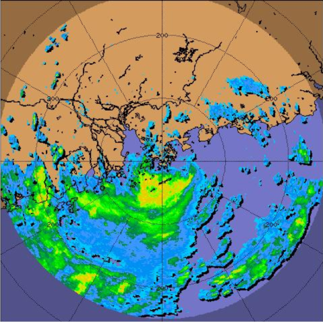 風神在二零零八年六月二十五日上午3時的雷達回波圖像