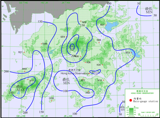 二零一六年七月三十一日至八月二日的雨量分佈