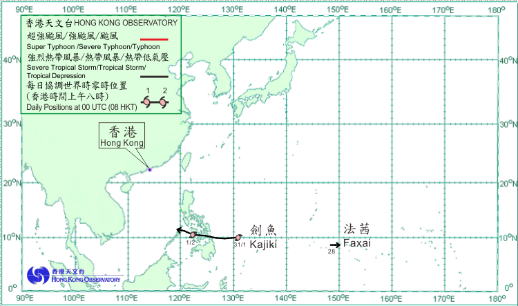 二零一四年二月的熱帶氣旋路徑圖