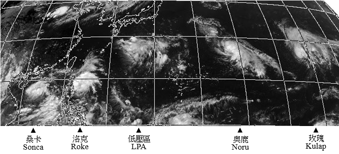 二零一七年七月二十一日協調世界時06時的向日葵8號紅外線衛星圖像