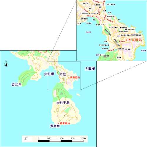 天文台在赤柱新設的自動氣溫站之位置圖