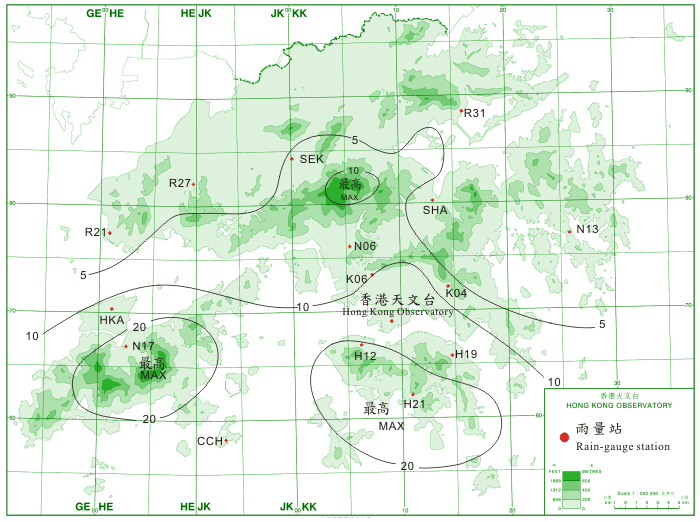 Rainfall distribution on 10 - 11 September 2009 