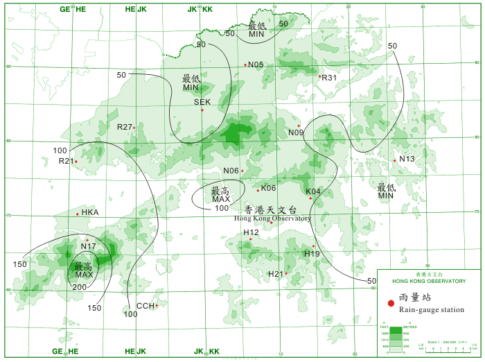 二零一零年八月二十九日至九月三日的雨量分布