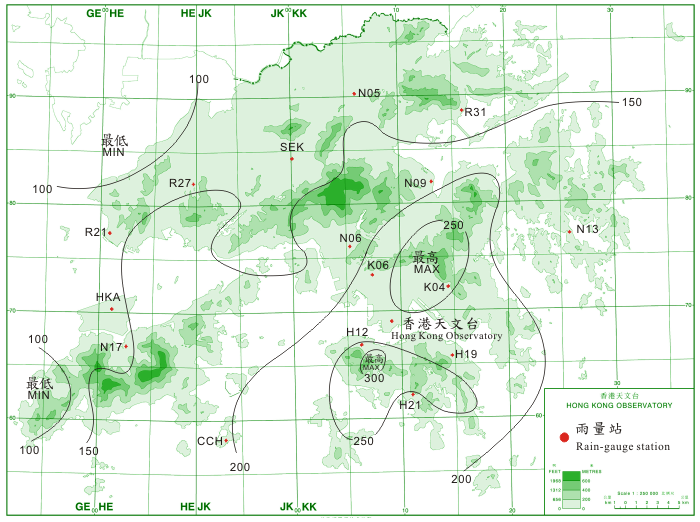 二零一零年九月十九日至二十一日的雨量分布