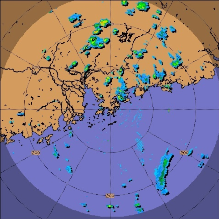 Radar echoes captured at 5:00 p.m. on 19 June 2012
