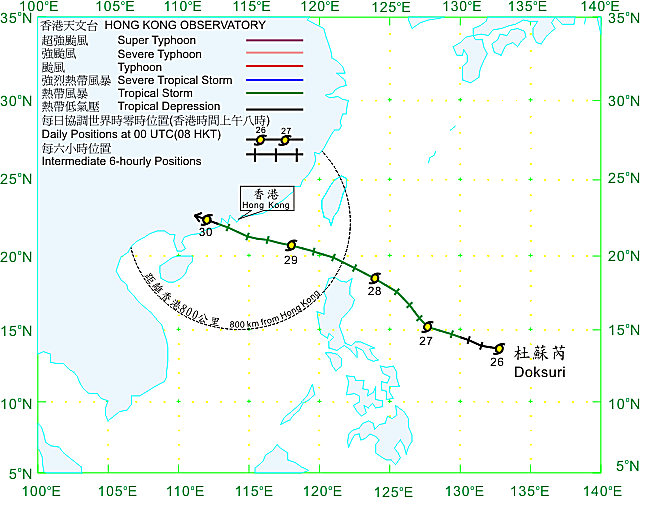Track of Doksuri (1206) for 26 - 30 June 2012.