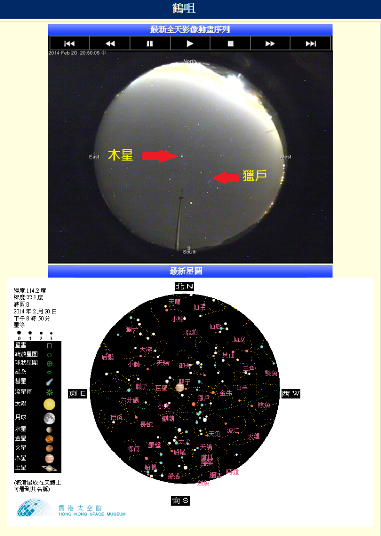 圖二 全天影像及星圖