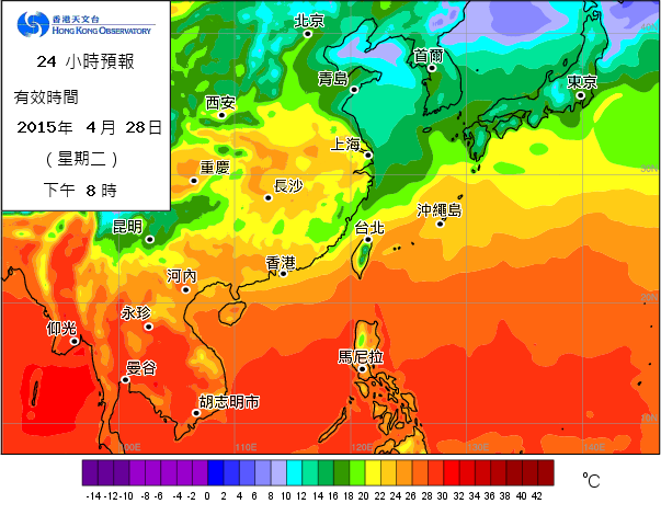 原有的地面預測溫度圖樣本
