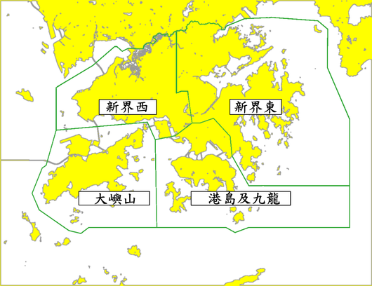 新界西、新界東、 大嶼山、港島及九龍的覆蓋範圍