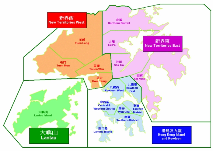 图二: 闪电位置资讯以香港分为四区发放