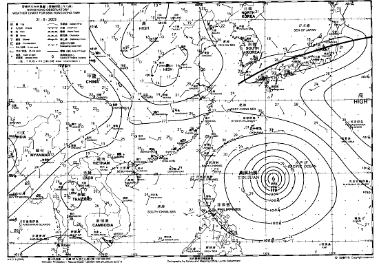 图1 2003年8月31日天气图