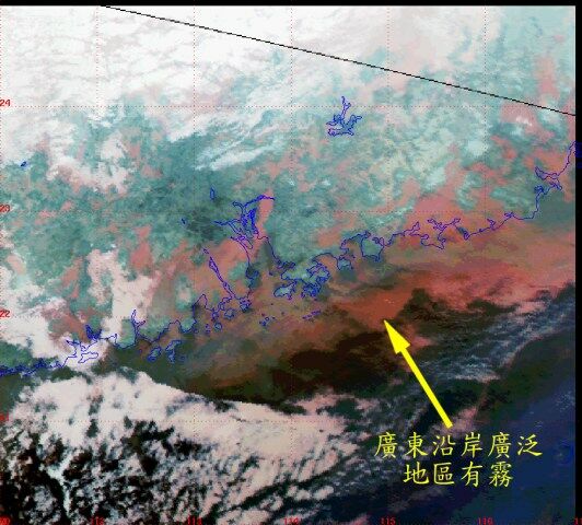 图三 二零零二年一月十七日上午三时十分(香港时间) NOAA-16 卫星图片。