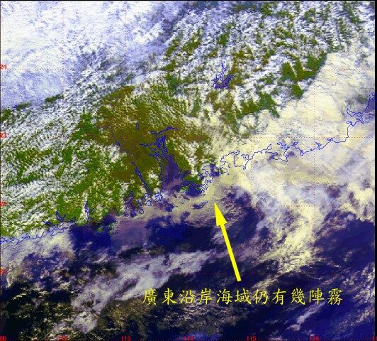 图四 二零零二年一月十七日下午二时二十七分(香港时间) NOAA-16 卫星图片。