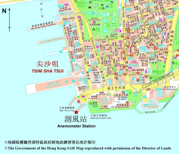 天星碼頭測風站位置圖