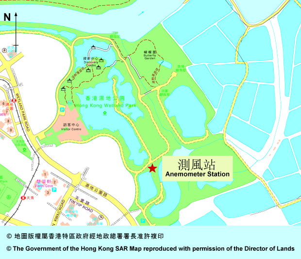 濕地公園測風站之位置圖